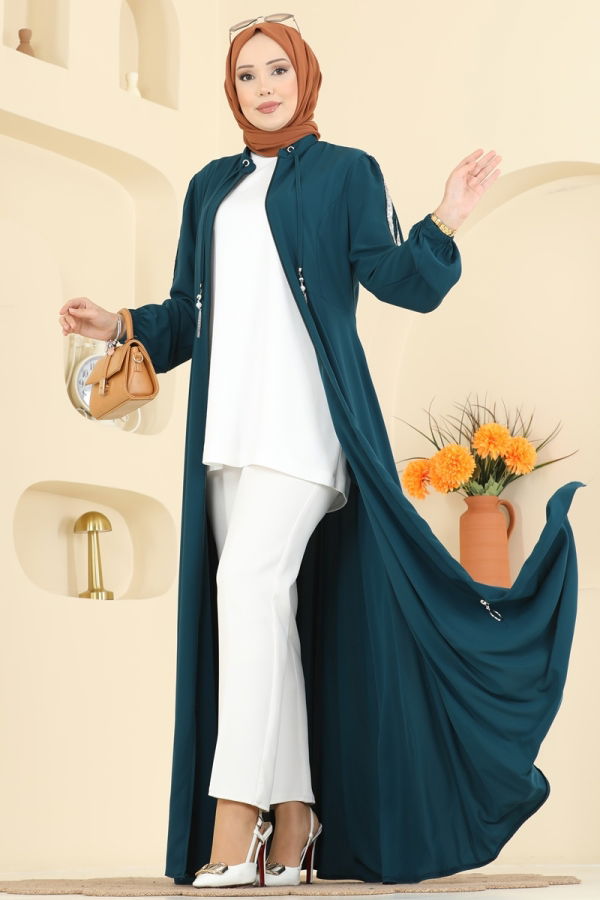 Modaselvim %30 İNDİRİM Pul Detaylı Mevlana Ferace 2195SL432 Petrol