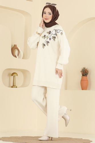 M.T. - Pul İşlemeli Triko Takım 1101MT581 Taş