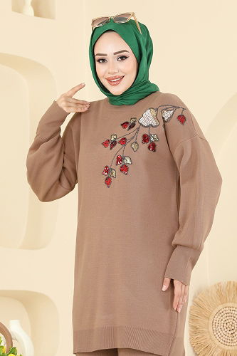 moda selvim Pul İşlemeli Triko Takım 1101MT581 Vizyon - Thumbnail