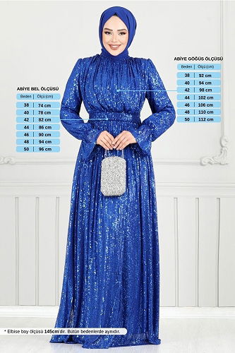 moda selvim Pul Payet Abiye 5680END900-M Saks - Thumbnail