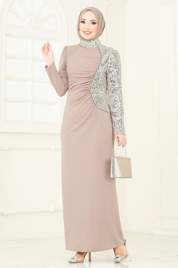 Modaselvim KURBAN BAYRAMI İNDİRİMİ Pul Payet Detay Abiye Elbise 2790ASMK1074 Vizyon