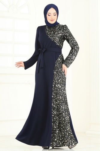 A.S.M.K. - Pul Payet Detay Abiye Elbise 2808ASMK1074 Laci