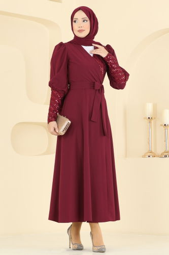 A.S.M.K. - Pul Payet Detaylı Abiye 2739ASMK1074 Bordo