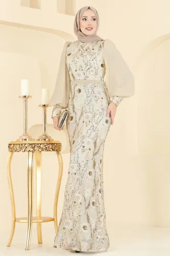 E.L.C.K. - Pul Payet Detaylı Abiye 2847ELCK1161 Gold