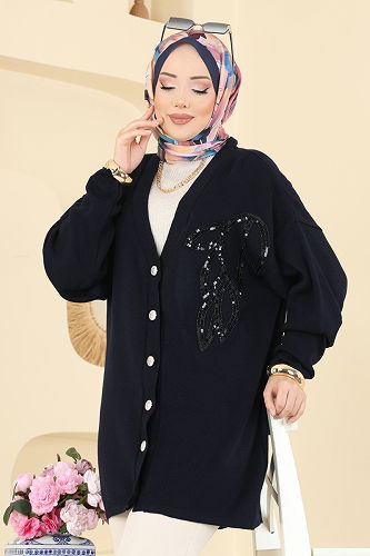 moda selvim Pul Payet Detaylı Hırka 2502UZ662 Laci - Thumbnail