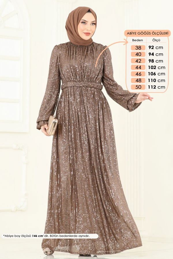 Modaselvim ABİYE Pul Payet İşlemeli Abiye 5680EDF311 Koyu Vizyon