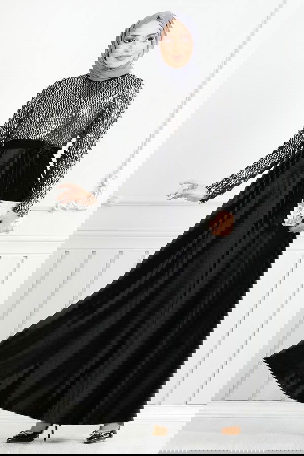 Modaselvim ABİYE Pul Payet Kadife Abiye Elbise 2015MEY846 Gümüş