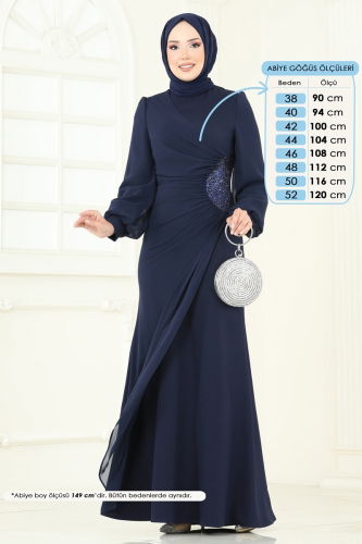 moda selvim Pul Payetli Abiye Elbise 2770ASMK1074 Laci - Thumbnail