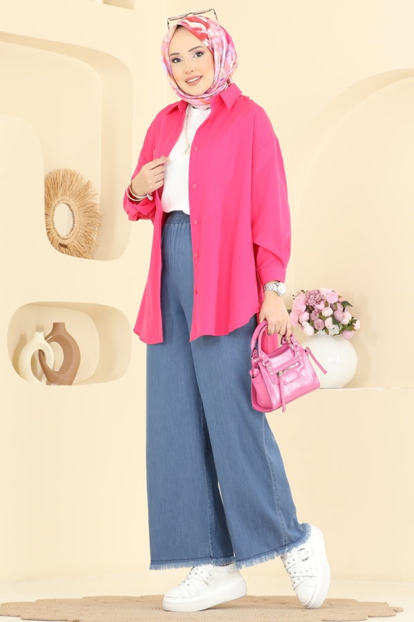 Modaselvim Pantolon Püskül Detaylı Kot Pantolon 1101MSA980 Açık Kot