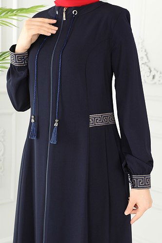 moda selvim Püsküllü Medine İpeği Ferace 3028PD194 Laci - Thumbnail