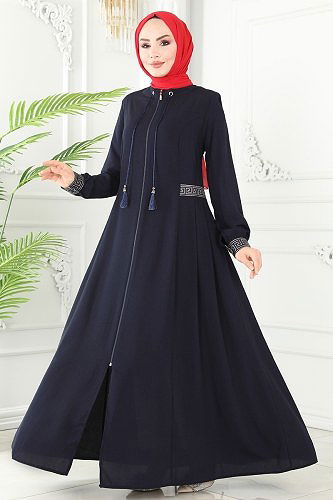 moda selvim Püsküllü Medine İpeği Ferace 3028PD194 Laci - Thumbnail