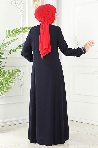 moda selvim Püsküllü Medine İpeği Ferace 3028PD194 Laci - Thumbnail