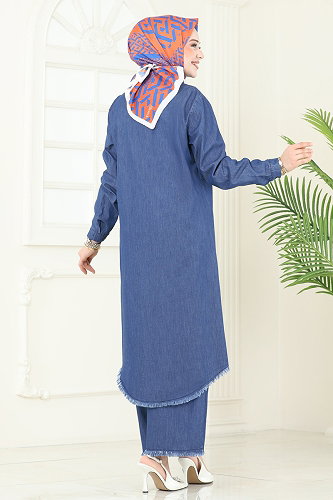 moda selvim Püsküllü Tensel Kot Takım 328MSA980 Kot - Thumbnail