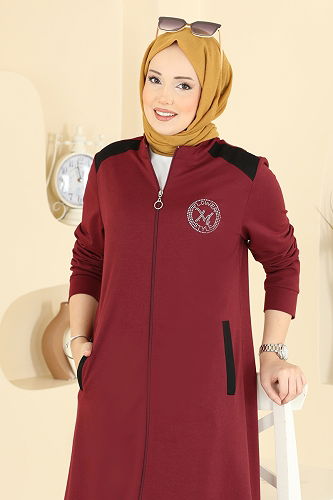 moda selvim Rahat Kesim İkili Takım PL9202 Bordo - Thumbnail