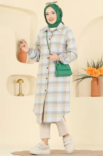 K.T.R. - Renkli Desenli Ekose Tunik 3070KTR750 Gri