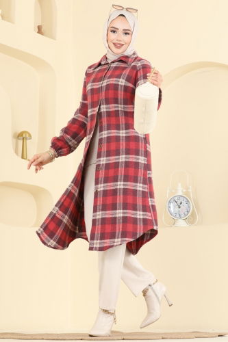 K.T.R. - Renkli Desenli Ekose Tunik 3070KTR750 Mürdüm