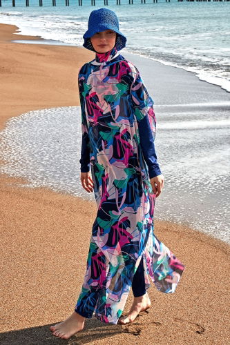 moda selvim Renkli Desenli Pareo 2430MRNK1139 Laci - Thumbnail