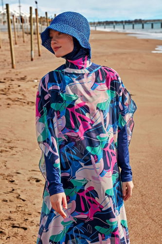 moda selvim Renkli Desenli Pareo 2430MRNK1139 Laci - Thumbnail