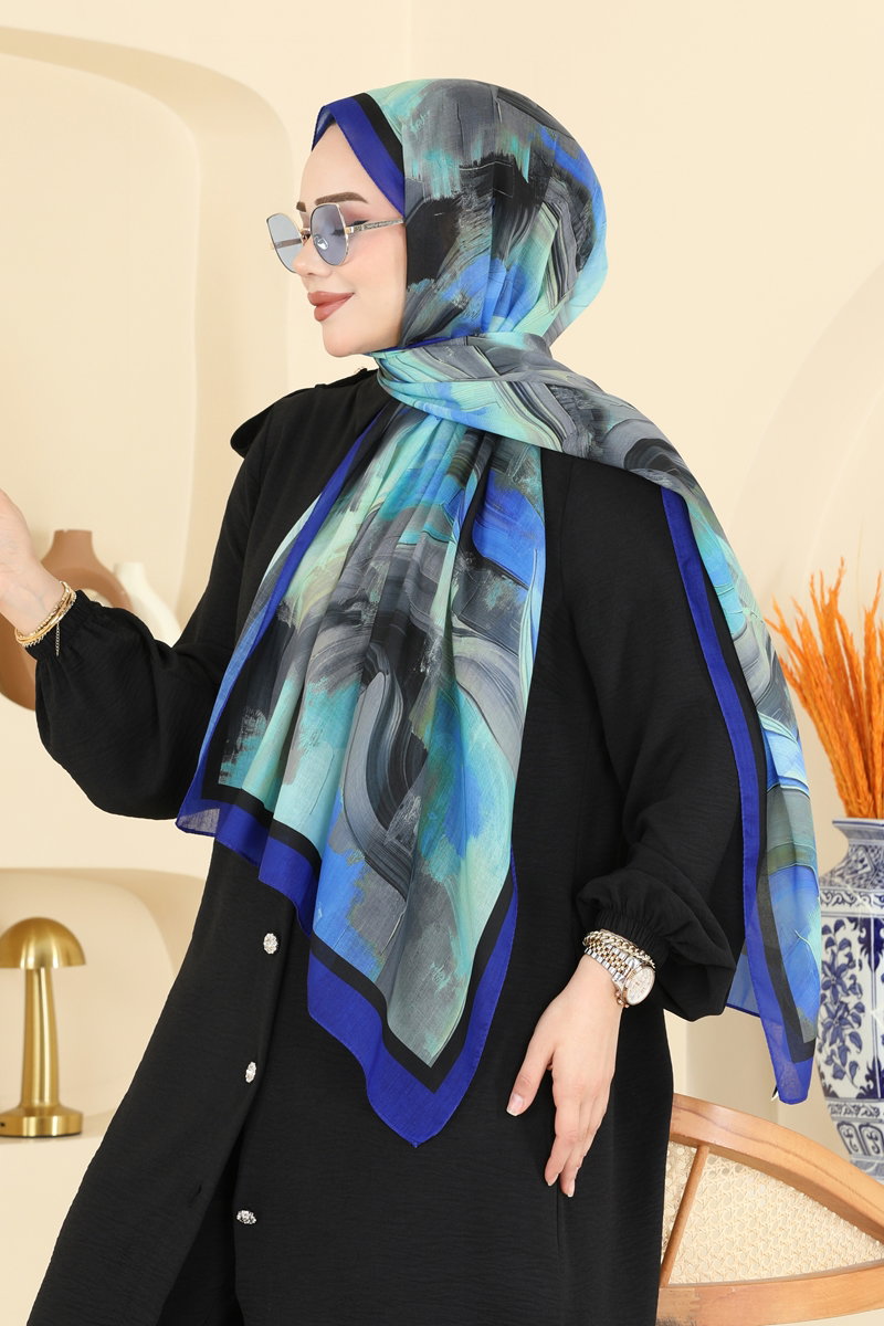 Renkli Soft Şal Serisi 130ART1138 Saks