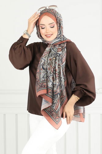 A.R.T. - Retro Desen Soft Şal Serisi 709ART1138 Taba