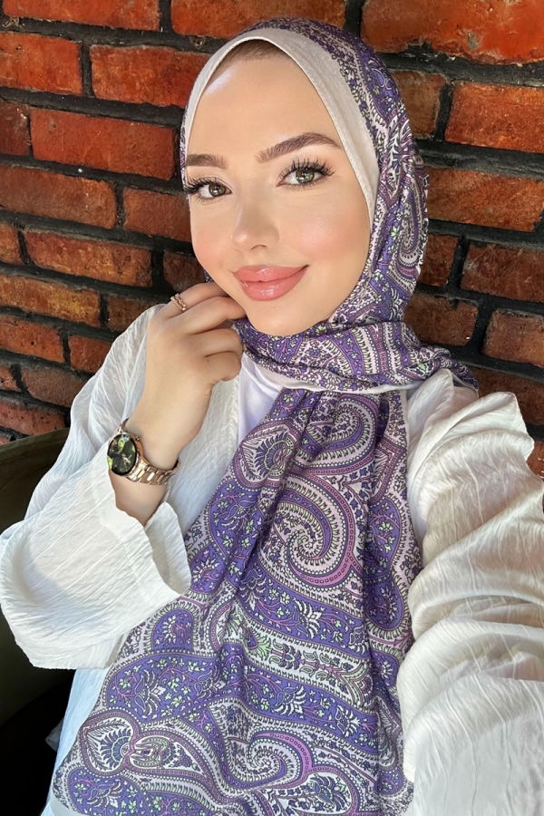 Modaselvim Şal Retro Desenli Soft Şal Serisi 705ART1138 Taş