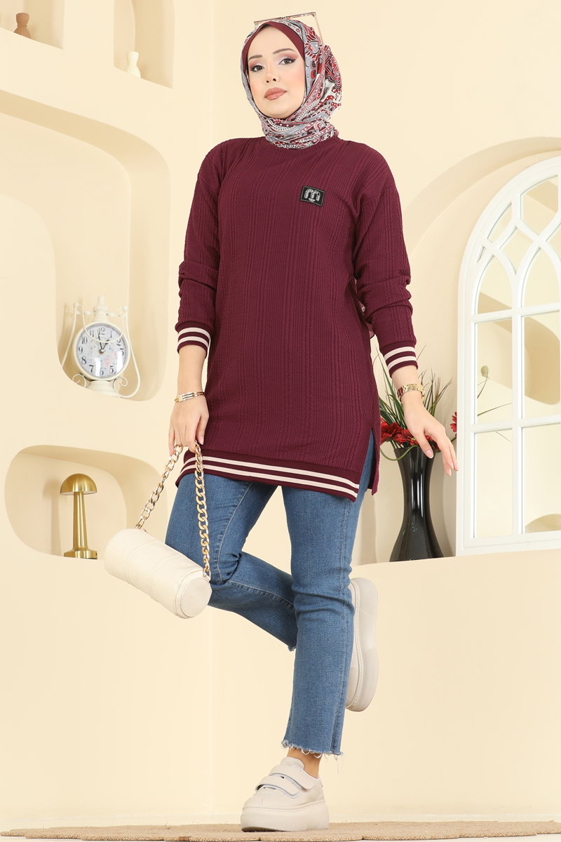 Ribana Detay Armalı Tunik 708PM271 Bordo