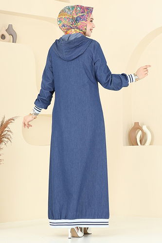 moda selvim Ribana Detay Kot Ferace 4180MKL719 Koyu Kot - Thumbnail