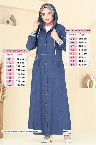 moda selvim Ribana Detay Kot Ferace 4180MKL719 Koyu Kot - Thumbnail