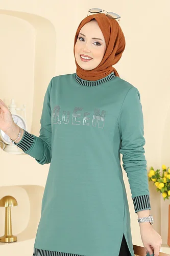 moda selvim Ribana Detaylı 2 li Takım 2823SLK540 Mint - Thumbnail