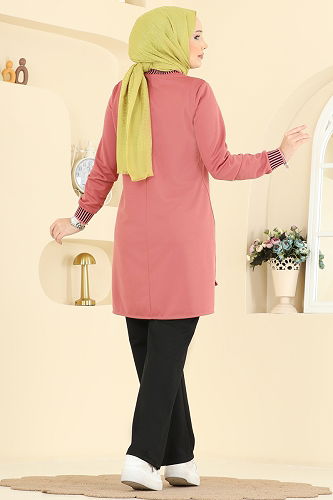 moda selvim Ribana Detaylı 2 li Takım 2823SLK540 Somon - Thumbnail