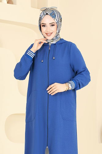 moda selvim Ribana Detaylı Aerobin Kap 2033TRT545 İndigo - Thumbnail