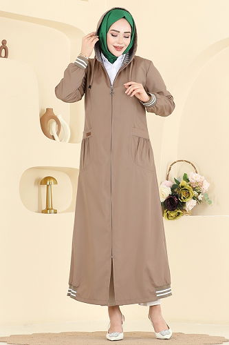 moda selvim Ribana Detaylı Bondit Trençkot 1418ORG1169 Vizyon - Thumbnail