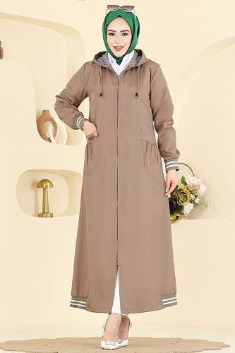 moda selvim Ribana Detaylı Bondit Trençkot 1418ORG1169 Vizyon - Thumbnail