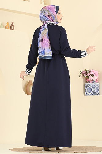 moda selvim Ribana Detaylı Dabıl Ferace 2807SL432 Laci - Thumbnail