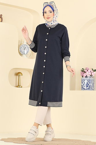 moda selvim Ribana Detaylı İki İplik Kap 4518PM271 Laci - Thumbnail