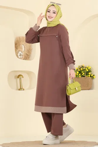 P.L. - Ribana Detaylı İki İplik Takım PL9193 Pudra Vizyon