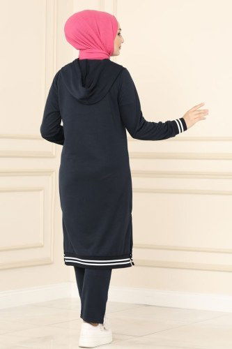 moda selvim Ribana Detaylı Spor Takım 1032MRT754 Laci - Thumbnail