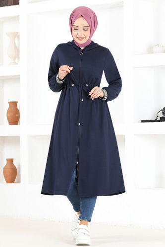 moda selvim Overcoat MSL1173 Navy Blue - Thumbnail