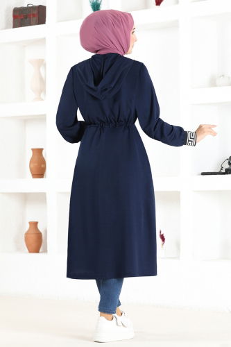 moda selvim Overcoat MSL1173 Navy Blue - Thumbnail