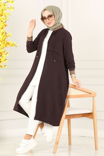 moda selvim Overcoat 8003BM387 Brown - Thumbnail