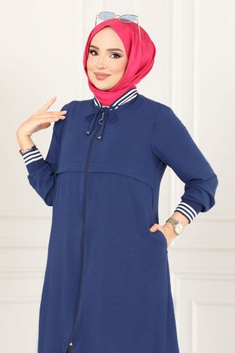 moda selvim Ribbed Seasonal Cap 8003BM387 Indigo - Thumbnail