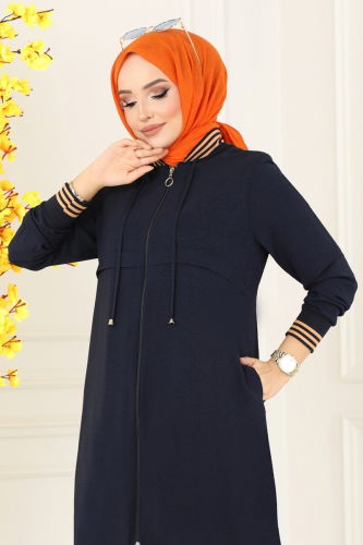 moda selvim Ribbed Seasonal Cap 8003BM387 Navy Blue - Thumbnail