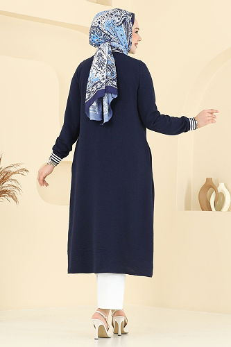 moda selvim Overcoat 8003BM387 Navy Blue - Thumbnail