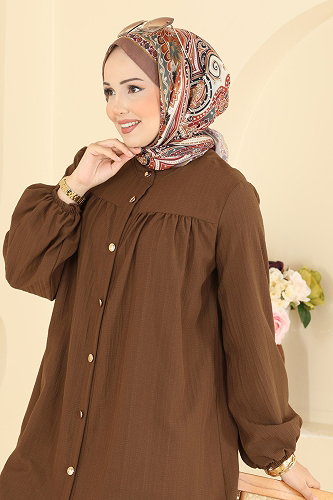 moda selvim Roba Detaylı 2 li Takım 013ZMRK1203 Taba - Thumbnail