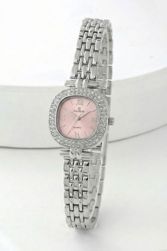 C.L.S.K. - Roma Rakamlı Modern Saat 142CLSK1184 Gümüş&Pembe
