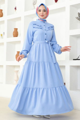 moda selvim Dress PL4006 Baby Blue - Thumbnail