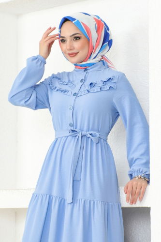 moda selvim Dress PL4006 Baby Blue - Thumbnail