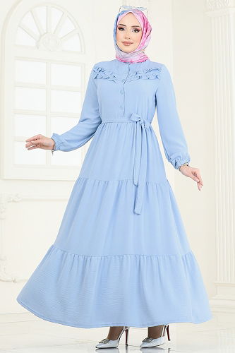 moda selvim Dress PL4006 Baby Blue - Thumbnail