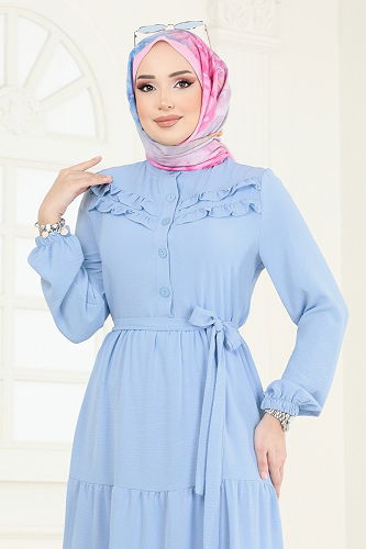 moda selvim Dress PL4006 Baby Blue - Thumbnail
