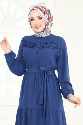 moda selvim Dress PL4006 Indigo - Thumbnail